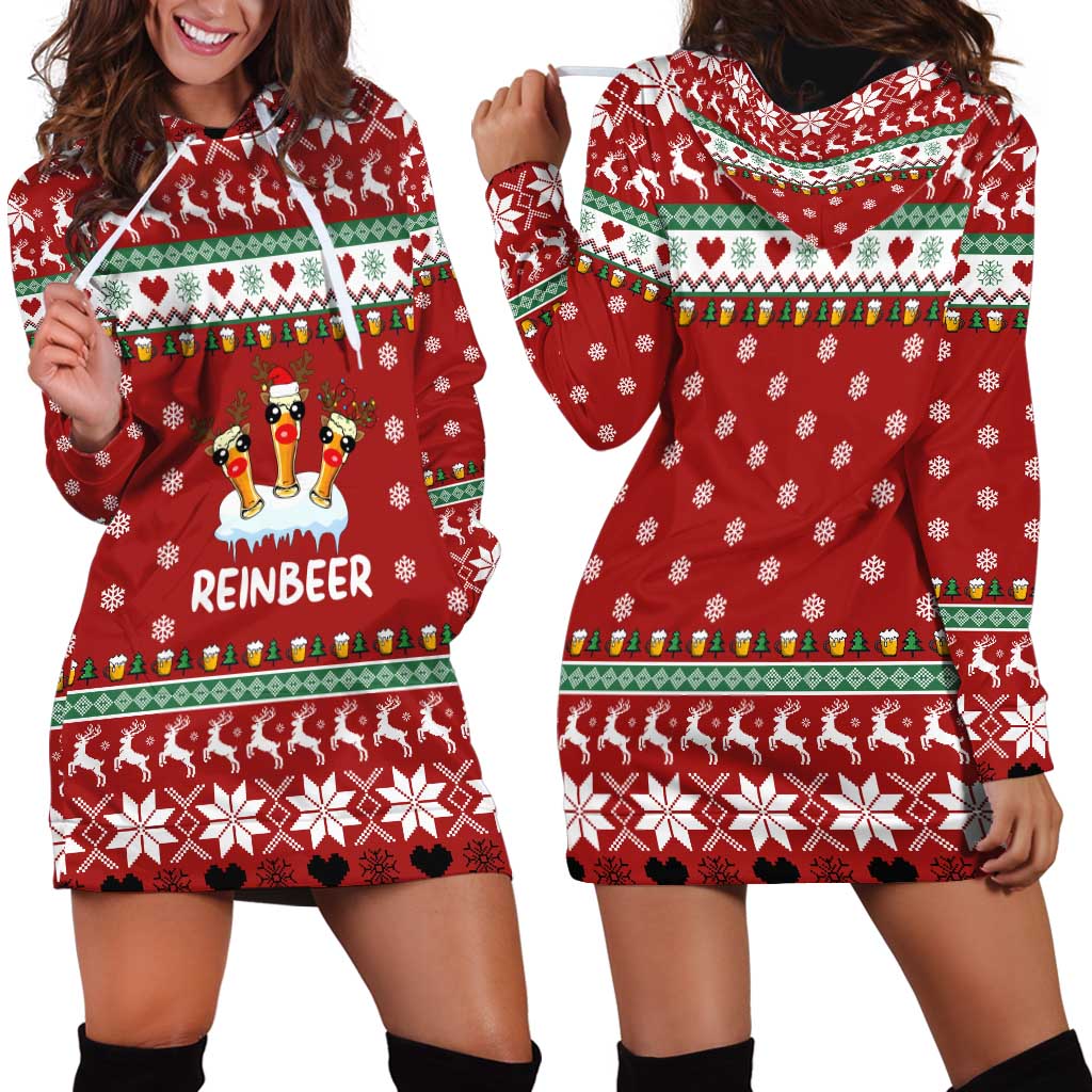 Funny Reindeer Reinbeer Christmas Hoodie Dress Xmas Holiday Patterns - Wonder Print Shop