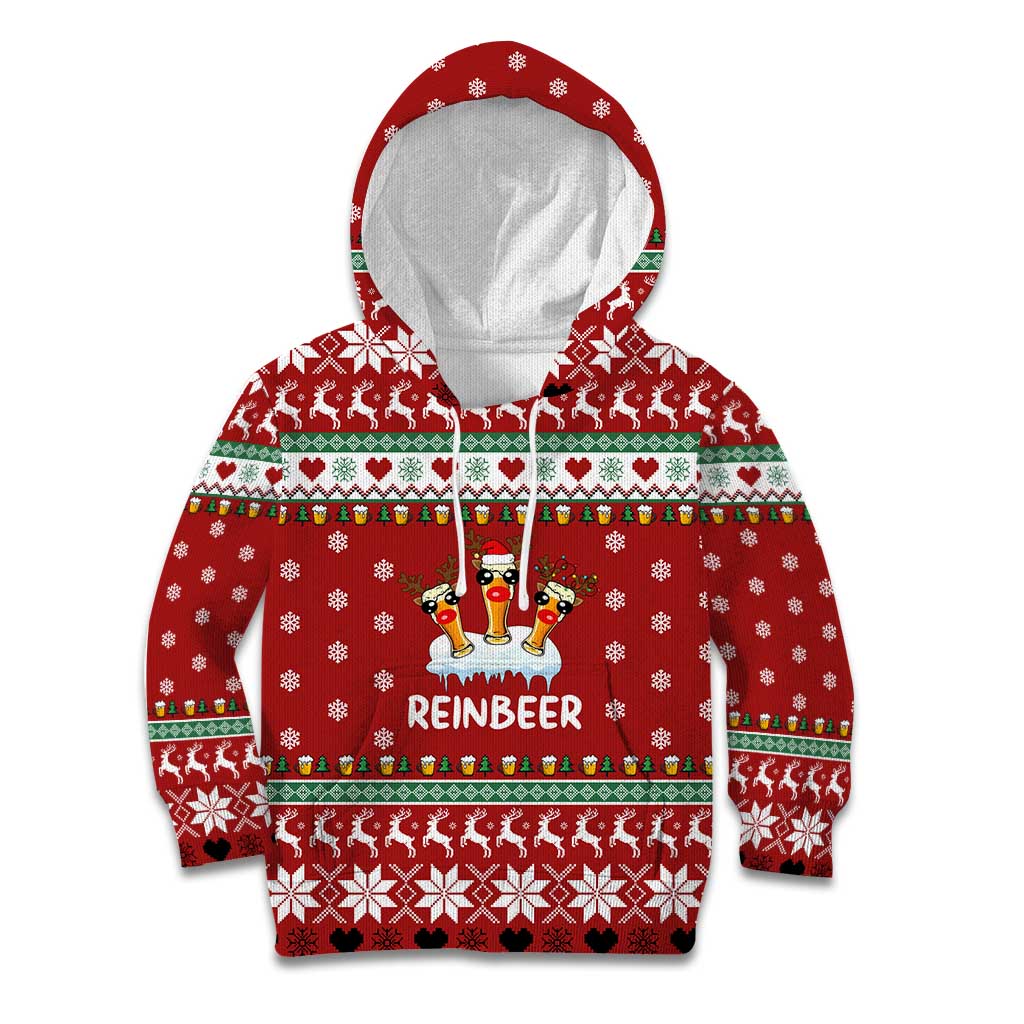 Funny Reindeer Reinbeer Christmas Kid Hoodie Xmas Holiday Patterns - Wonder Print Shop