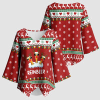 Funny Reindeer Reinbeer Christmas Kimono Sleeve Blouse Xmas Holiday Patterns - Wonder Print Shop