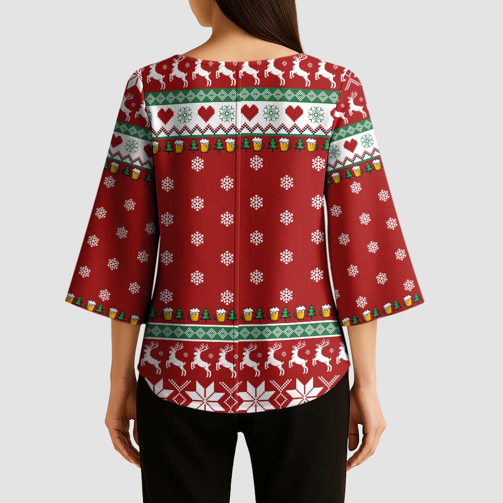 Funny Reindeer Reinbeer Christmas Kimono Sleeve Blouse Xmas Holiday Patterns - Wonder Print Shop