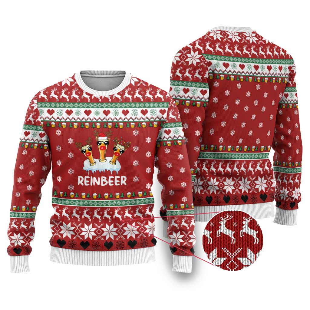 Funny Reindeer Reinbeer Christmas Ugly Christmas Sweater Xmas Holiday Patterns - Wonder Print Shop