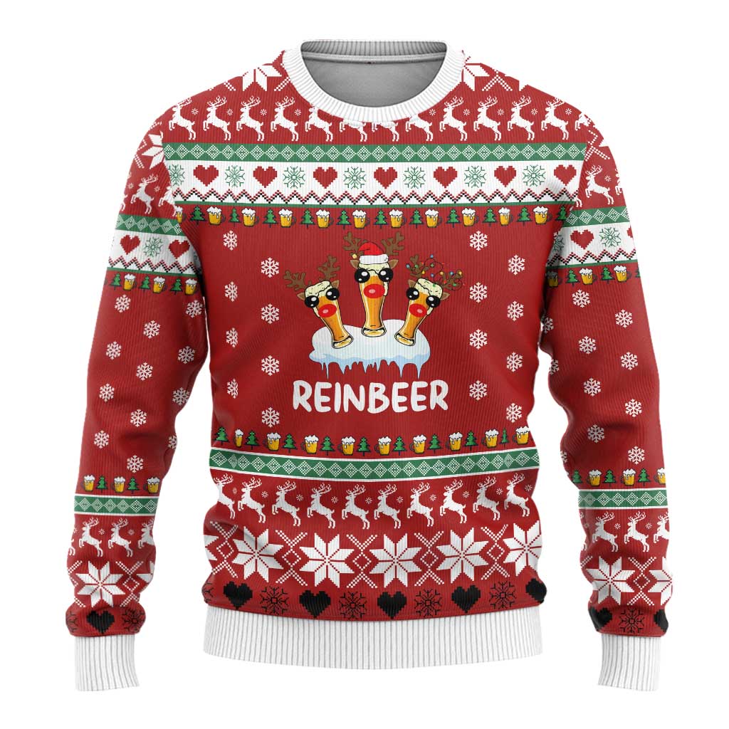 Funny Reindeer Reinbeer Christmas Ugly Christmas Sweater Xmas Holiday Patterns - Wonder Print Shop
