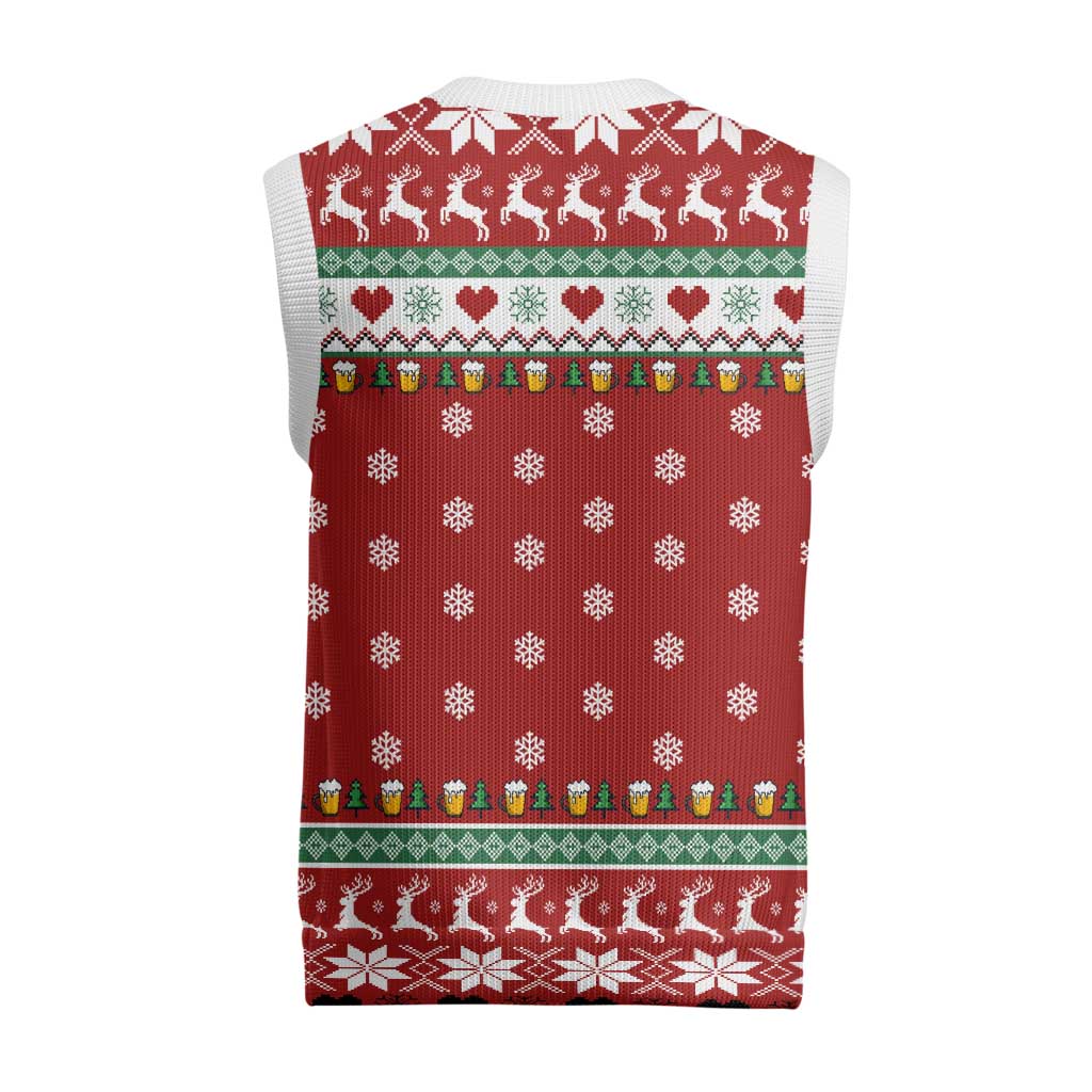 Funny Reindeer Reinbeer Christmas Knitted V-Neck Vest Xmas Holiday Patterns - Wonder Print Shop