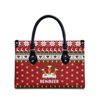 Funny Reindeer Reinbeer Christmas Leather Bag Xmas Holiday Patterns - Wonder Print Shop