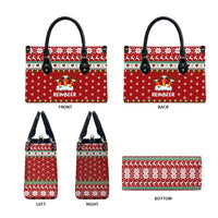 Funny Reindeer Reinbeer Christmas Leather Bag Xmas Holiday Patterns - Wonder Print Shop