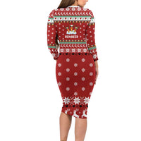 Funny Reindeer Reinbeer Christmas Long Sleeve Bodycon Dress Xmas Holiday Patterns - Wonder Print Shop