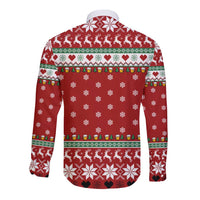 Funny Reindeer Reinbeer Christmas Long Sleeve Button Shirt Xmas Holiday Patterns - Wonder Print Shop