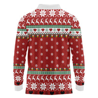 Funny Reindeer Reinbeer Christmas Long Sleeve Polo Shirt Xmas Holiday Patterns - Wonder Print Shop