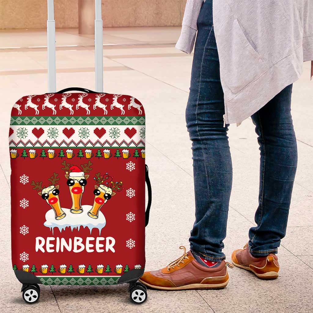 Funny Reindeer Reinbeer Christmas Luggage Cover Xmas Holiday Patterns - Wonder Print Shop
