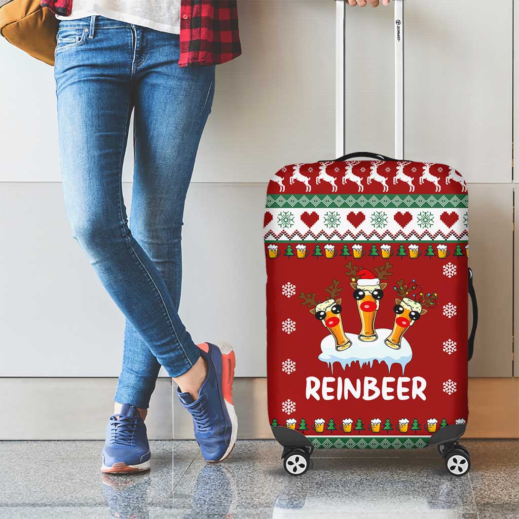 Funny Reindeer Reinbeer Christmas Luggage Cover Xmas Holiday Patterns - Wonder Print Shop