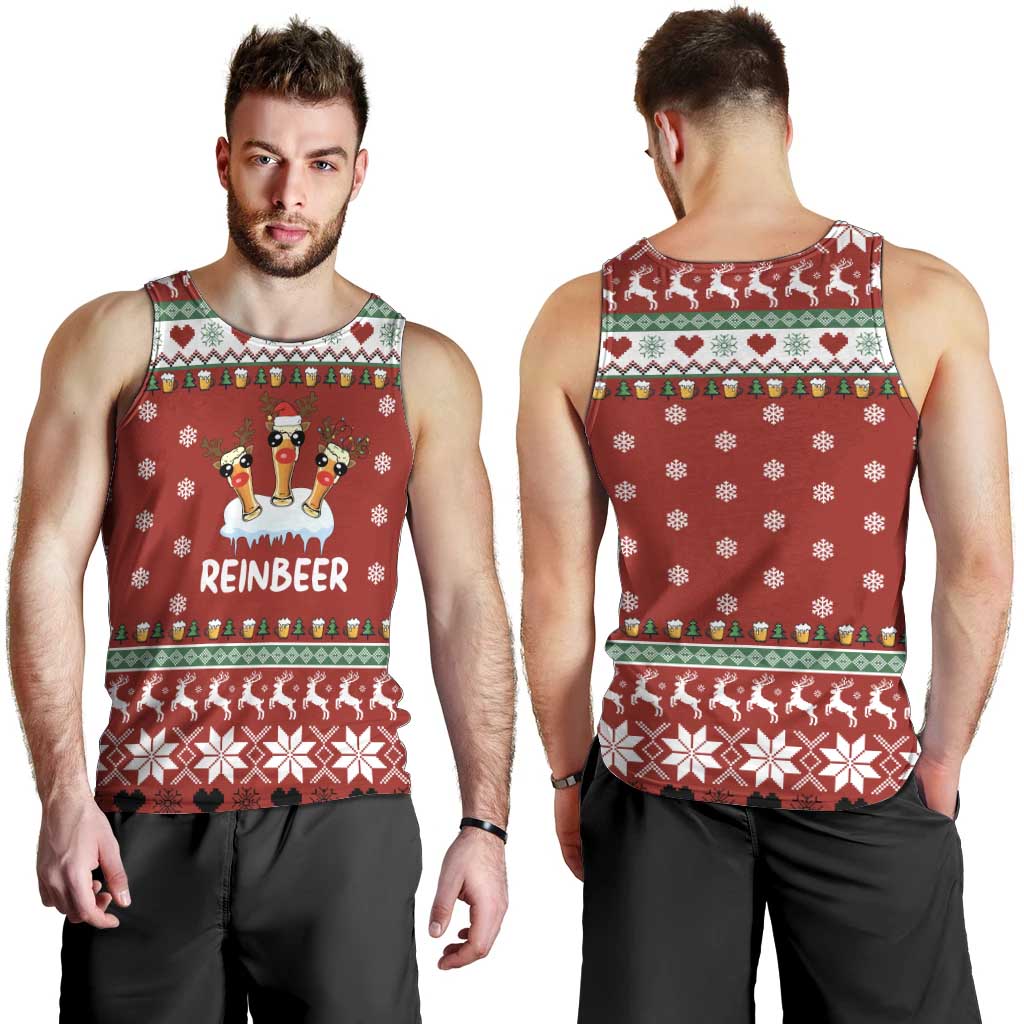 Funny Reindeer Reinbeer Christmas Men Tank Top Xmas Holiday Patterns - Wonder Print Shop