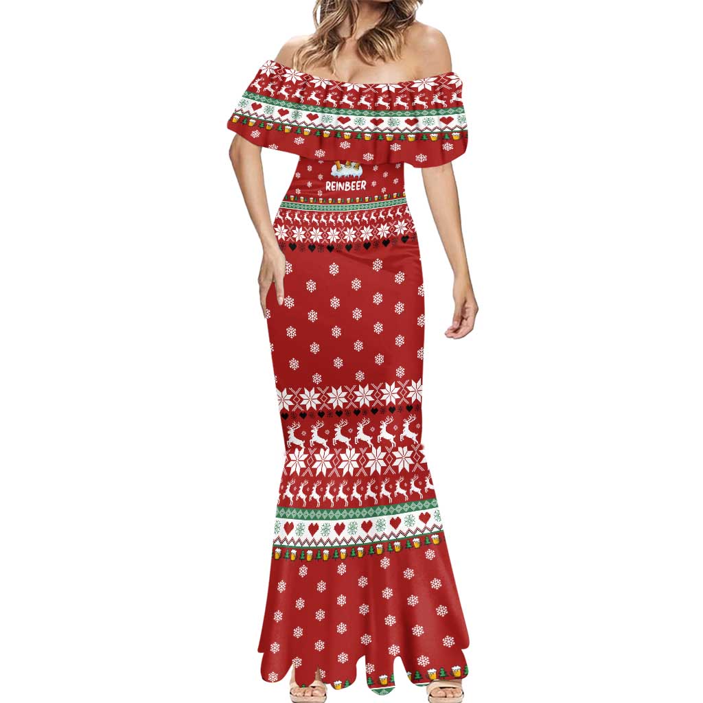 Funny Reindeer Reinbeer Christmas Mermaid Dress Xmas Holiday Patterns - Wonder Print Shop