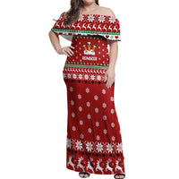 Funny Reindeer Reinbeer Christmas Off Shoulder Maxi Dress Xmas Holiday Patterns - Wonder Print Shop