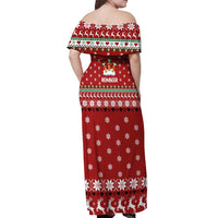 Funny Reindeer Reinbeer Christmas Off Shoulder Maxi Dress Xmas Holiday Patterns - Wonder Print Shop