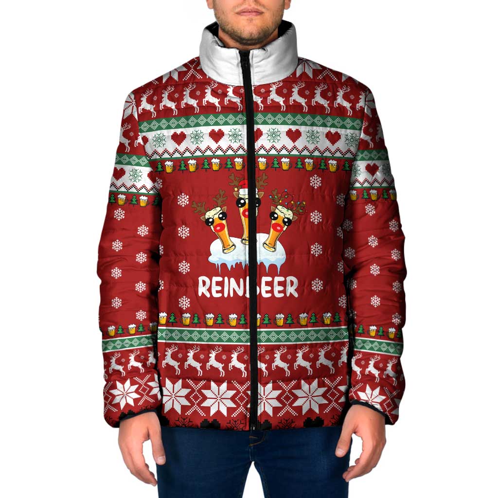 Funny Reindeer Reinbeer Christmas Padded Jacket Xmas Holiday Patterns - Wonder Print Shop