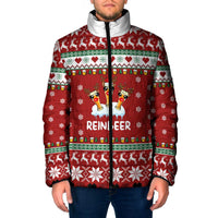 Funny Reindeer Reinbeer Christmas Padded Jacket Xmas Holiday Patterns - Wonder Print Shop