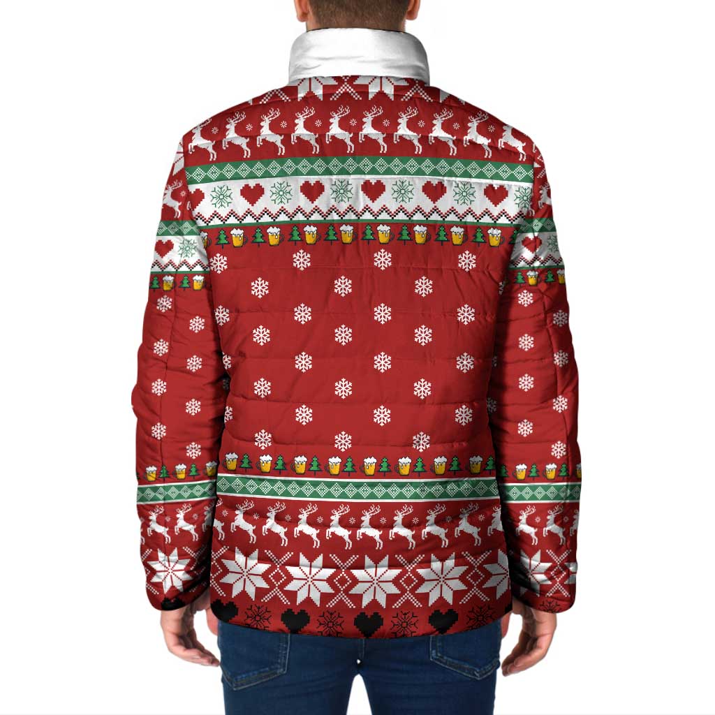 Funny Reindeer Reinbeer Christmas Padded Jacket Xmas Holiday Patterns - Wonder Print Shop