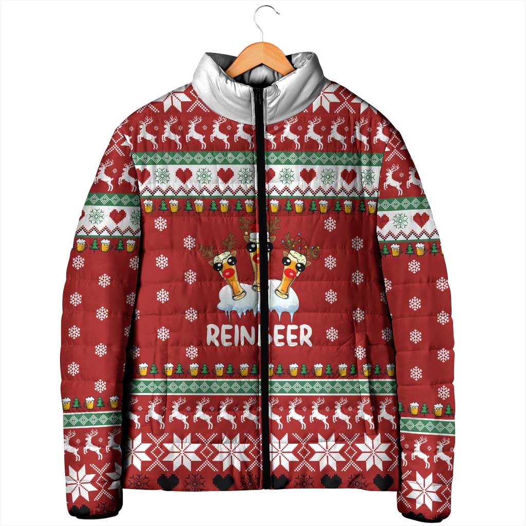 Funny Reindeer Reinbeer Christmas Padded Jacket Xmas Holiday Patterns - Wonder Print Shop