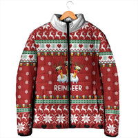 Funny Reindeer Reinbeer Christmas Padded Jacket Xmas Holiday Patterns - Wonder Print Shop