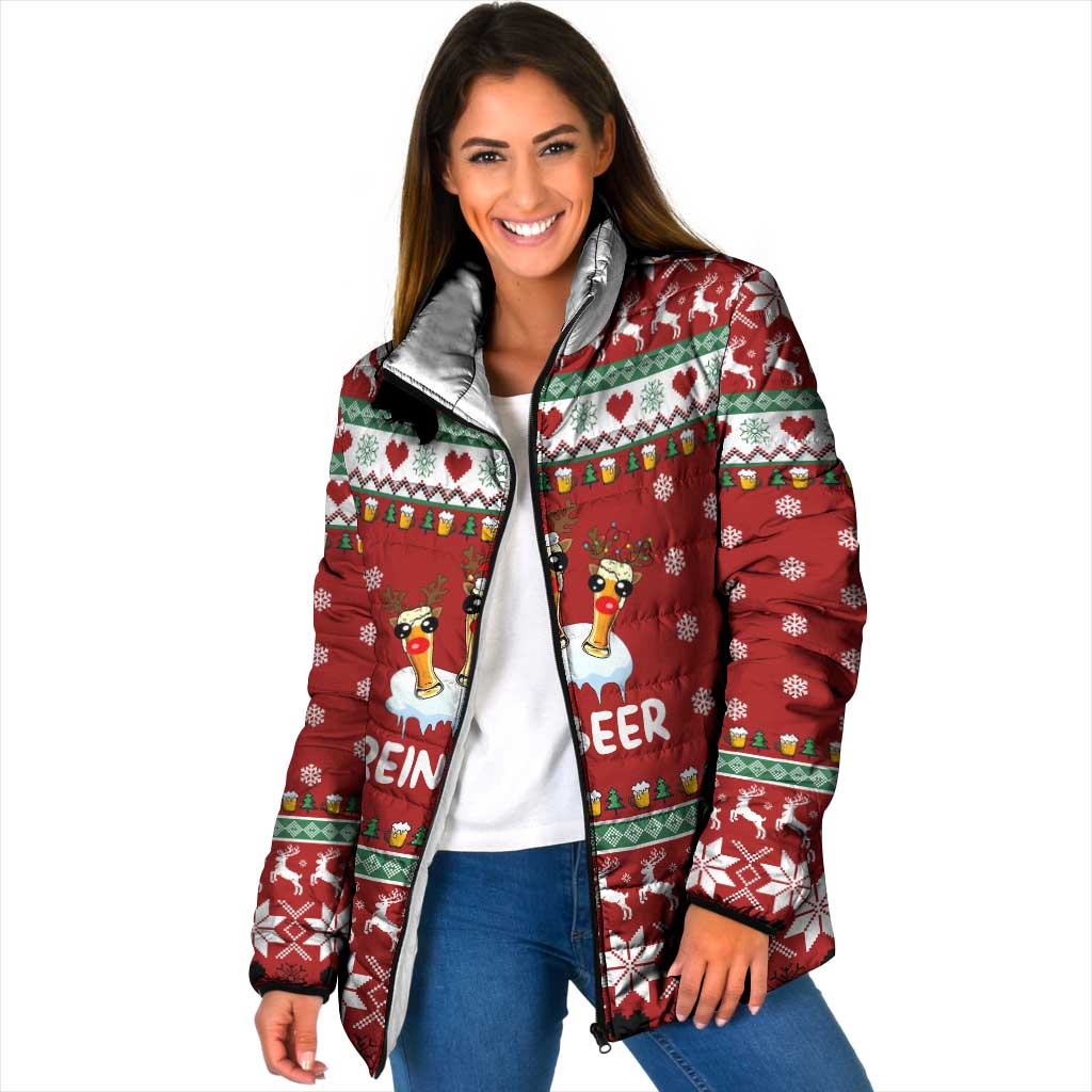 Funny Reindeer Reinbeer Christmas Padded Jacket Xmas Holiday Patterns - Wonder Print Shop