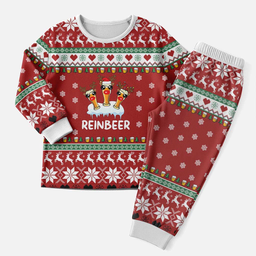 Funny Reindeer Reinbeer Christmas Pajama Set Xmas Holiday Patterns - Wonder Print Shop