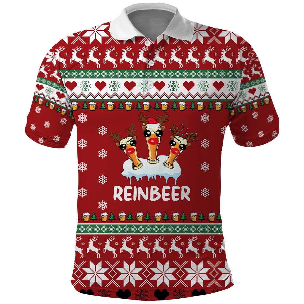 Funny Reindeer Reinbeer Christmas Polo Shirt Xmas Holiday Patterns - Wonder Print Shop