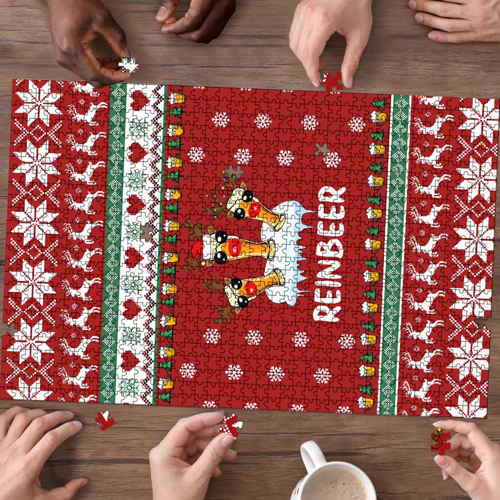 Funny Reindeer Reinbeer Christmas Puzzle Xmas Holiday Patterns - Wonder Print Shop