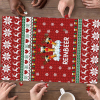 Funny Reindeer Reinbeer Christmas Puzzle Xmas Holiday Patterns - Wonder Print Shop