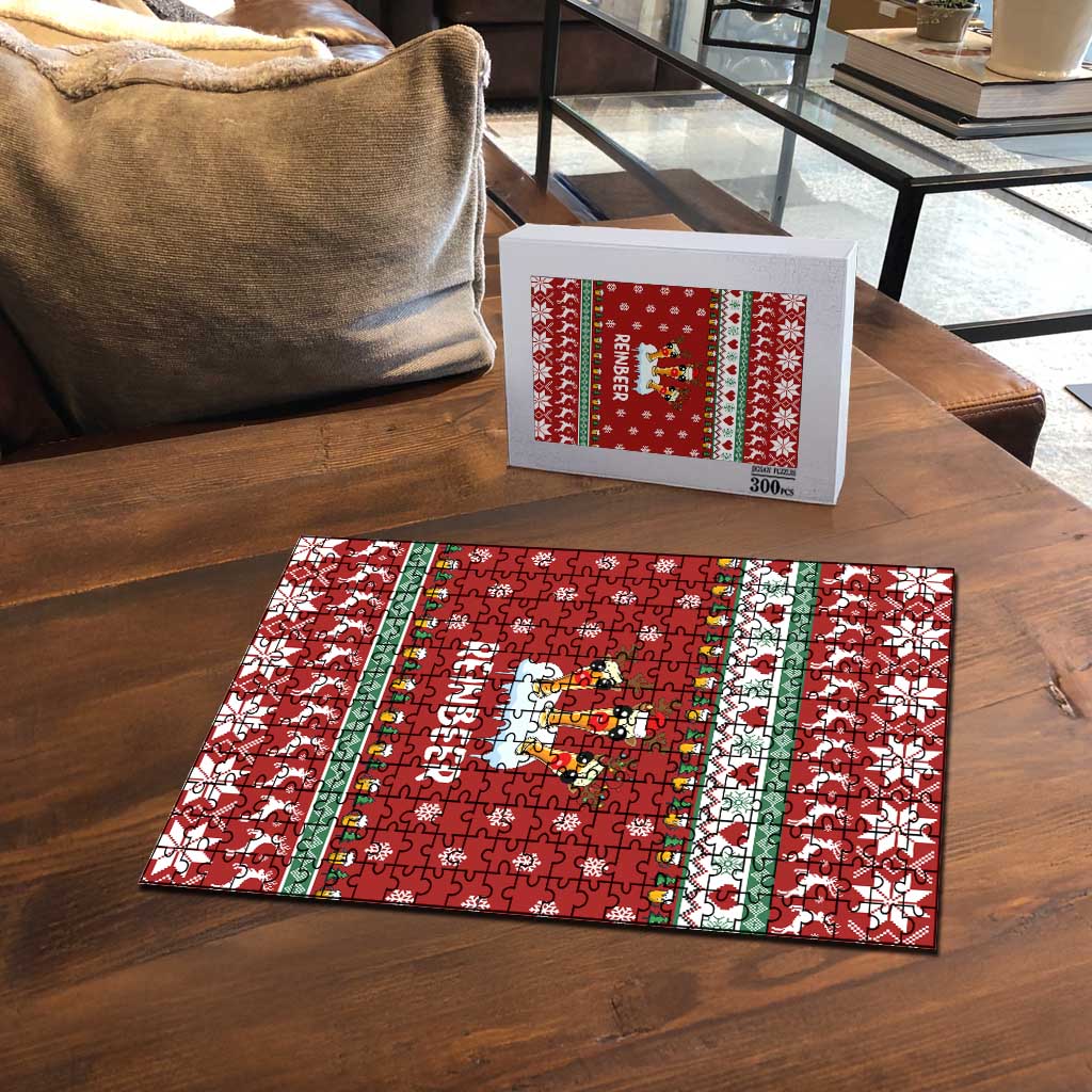 Funny Reindeer Reinbeer Christmas Puzzle Xmas Holiday Patterns - Wonder Print Shop