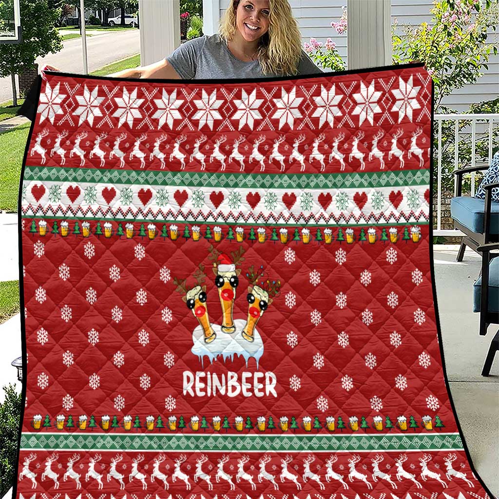 Funny Reindeer Reinbeer Christmas Quilt Xmas Holiday Patterns - Wonder Print Shop