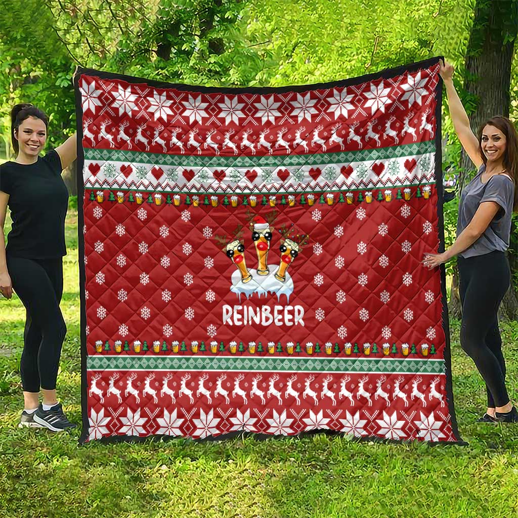 Funny Reindeer Reinbeer Christmas Quilt Xmas Holiday Patterns - Wonder Print Shop