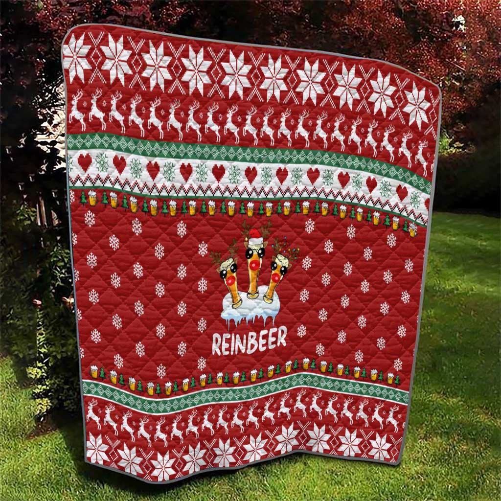 Funny Reindeer Reinbeer Christmas Quilt Xmas Holiday Patterns - Wonder Print Shop