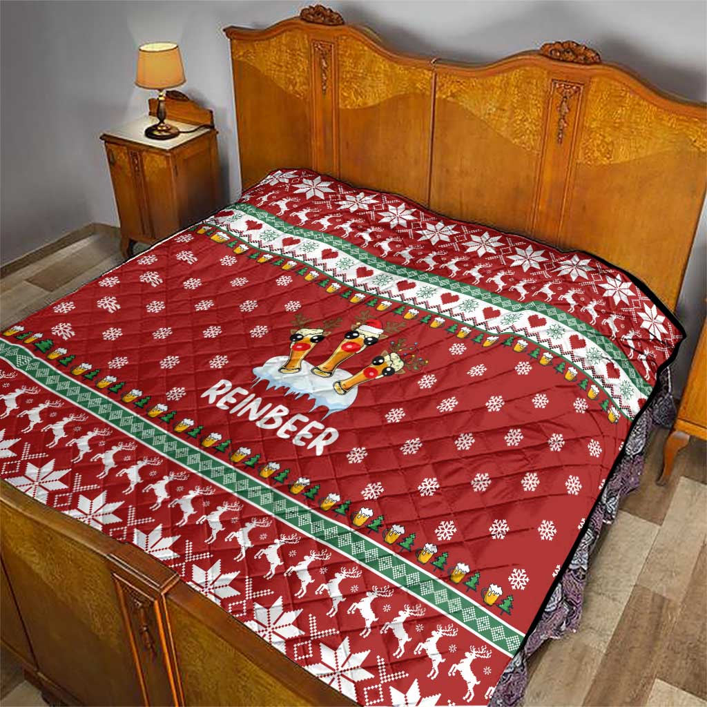 Funny Reindeer Reinbeer Christmas Quilt Xmas Holiday Patterns - Wonder Print Shop
