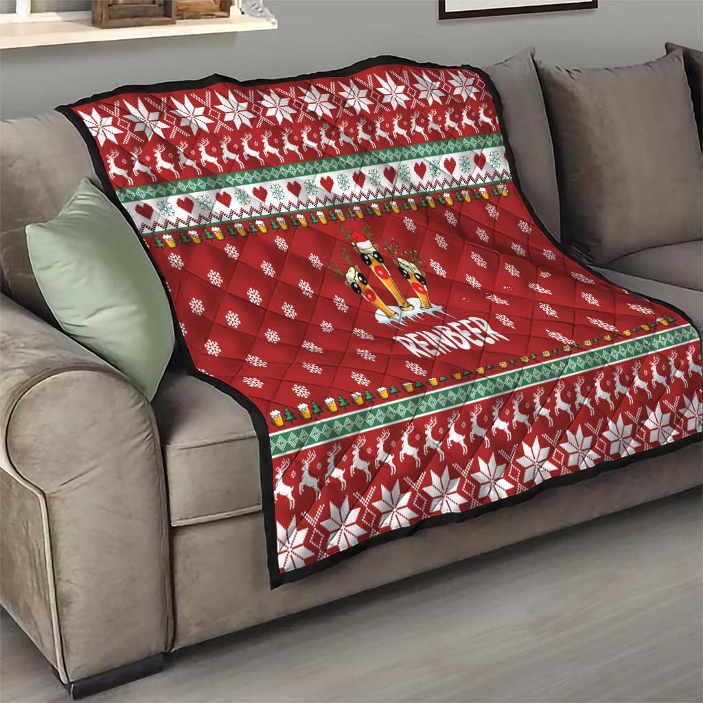 Funny Reindeer Reinbeer Christmas Quilt Xmas Holiday Patterns - Wonder Print Shop
