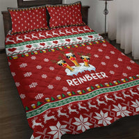 Funny Reindeer Reinbeer Christmas Quilt Bed Set Xmas Holiday Patterns - Wonder Print Shop