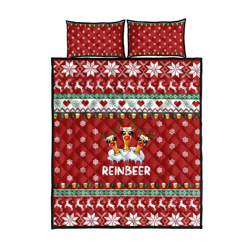 Funny Reindeer Reinbeer Christmas Quilt Bed Set Xmas Holiday Patterns - Wonder Print Shop