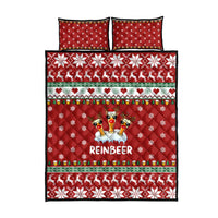 Funny Reindeer Reinbeer Christmas Quilt Bed Set Xmas Holiday Patterns - Wonder Print Shop