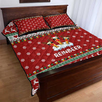 Funny Reindeer Reinbeer Christmas Quilt Bed Set Xmas Holiday Patterns - Wonder Print Shop