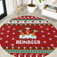 Funny Reindeer Reinbeer Christmas Round Carpet Xmas Holiday Patterns - Wonder Print Shop