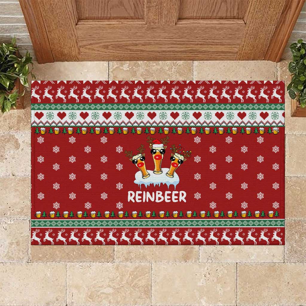 Funny Reindeer Reinbeer Christmas Rubber Doormat Xmas Holiday Patterns - Wonder Print Shop