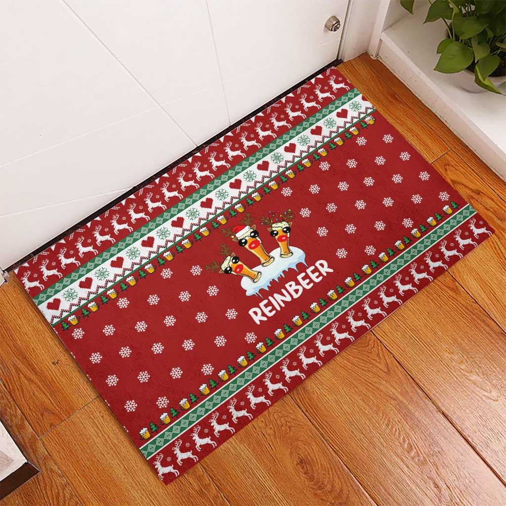 Funny Reindeer Reinbeer Christmas Rubber Doormat Xmas Holiday Patterns - Wonder Print Shop