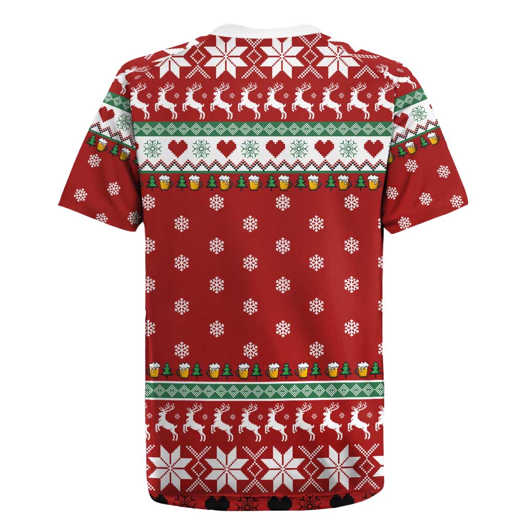 Funny Reindeer Reinbeer Christmas Rugby Jersey Xmas Holiday Patterns - Wonder Print Shop