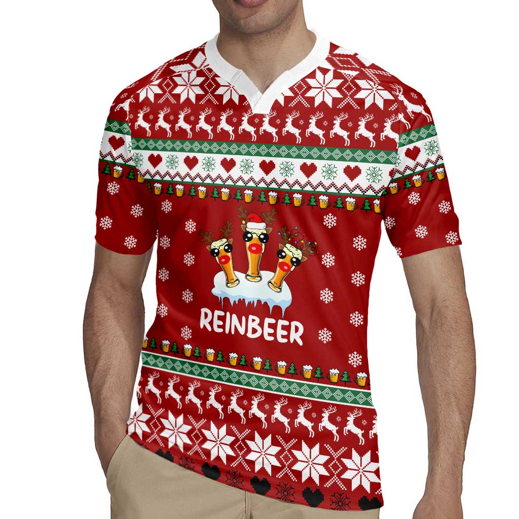 Funny Reindeer Reinbeer Christmas Rugby Jersey Xmas Holiday Patterns - Wonder Print Shop
