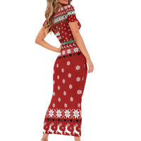 Funny Reindeer Reinbeer Christmas Short Sleeve Bodycon Dress Xmas Holiday Patterns - Wonder Print Shop