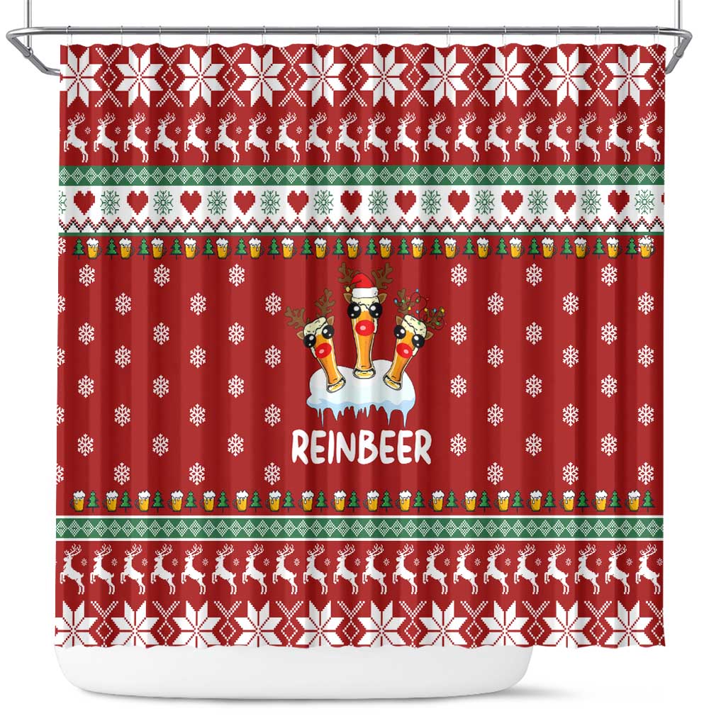 Funny Reindeer Reinbeer Christmas Shower Curtain Xmas Holiday Patterns - Wonder Print Shop