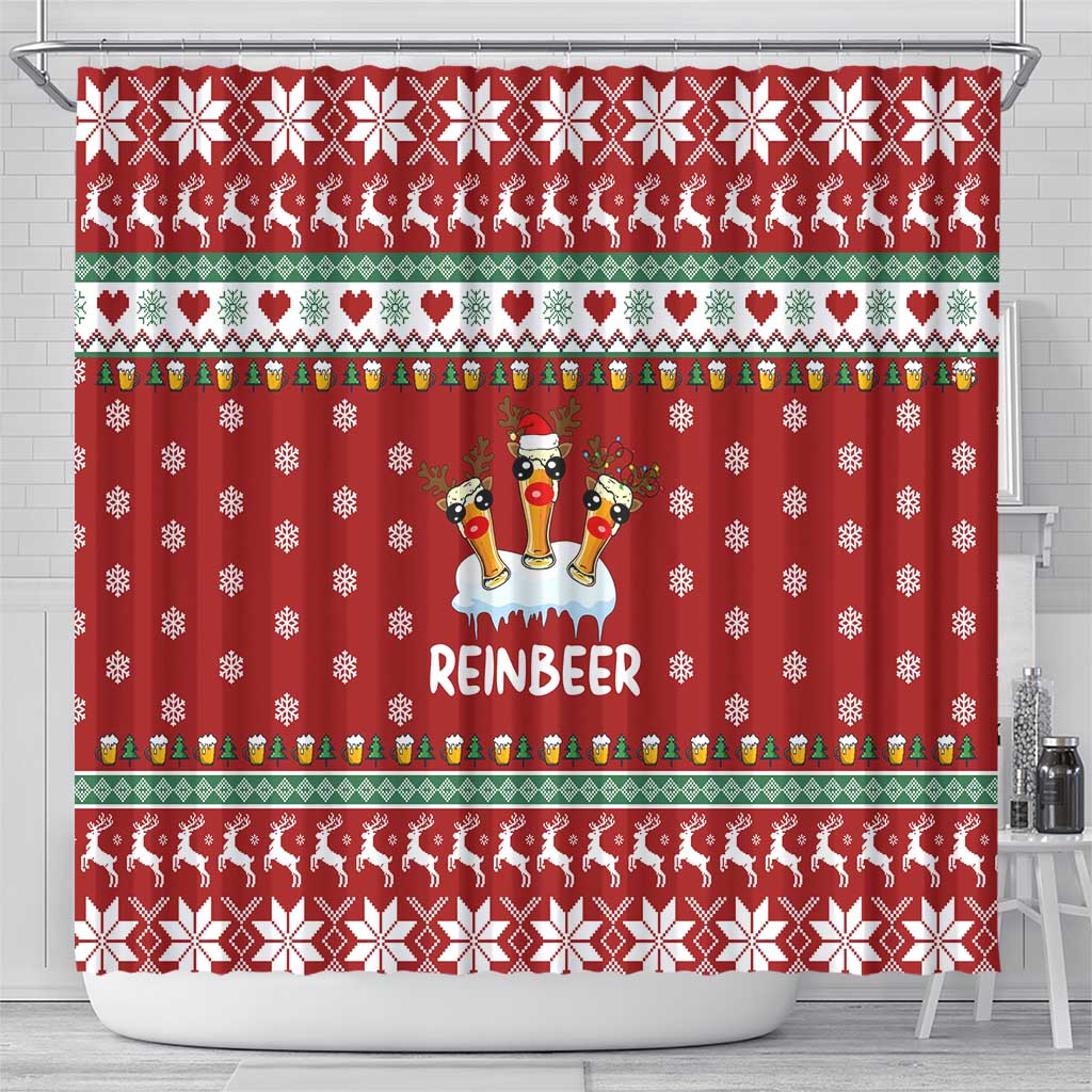 Funny Reindeer Reinbeer Christmas Shower Curtain Xmas Holiday Patterns - Wonder Print Shop