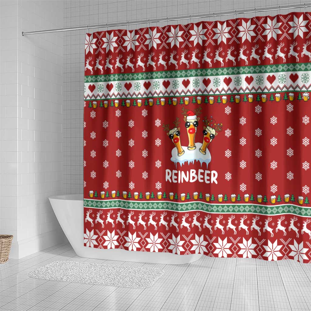 Funny Reindeer Reinbeer Christmas Shower Curtain Xmas Holiday Patterns - Wonder Print Shop