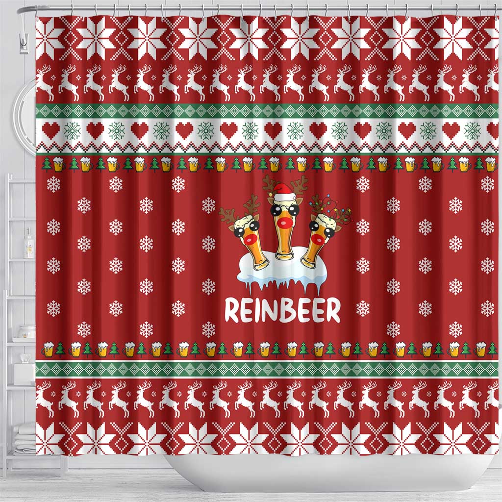Funny Reindeer Reinbeer Christmas Shower Curtain Xmas Holiday Patterns - Wonder Print Shop
