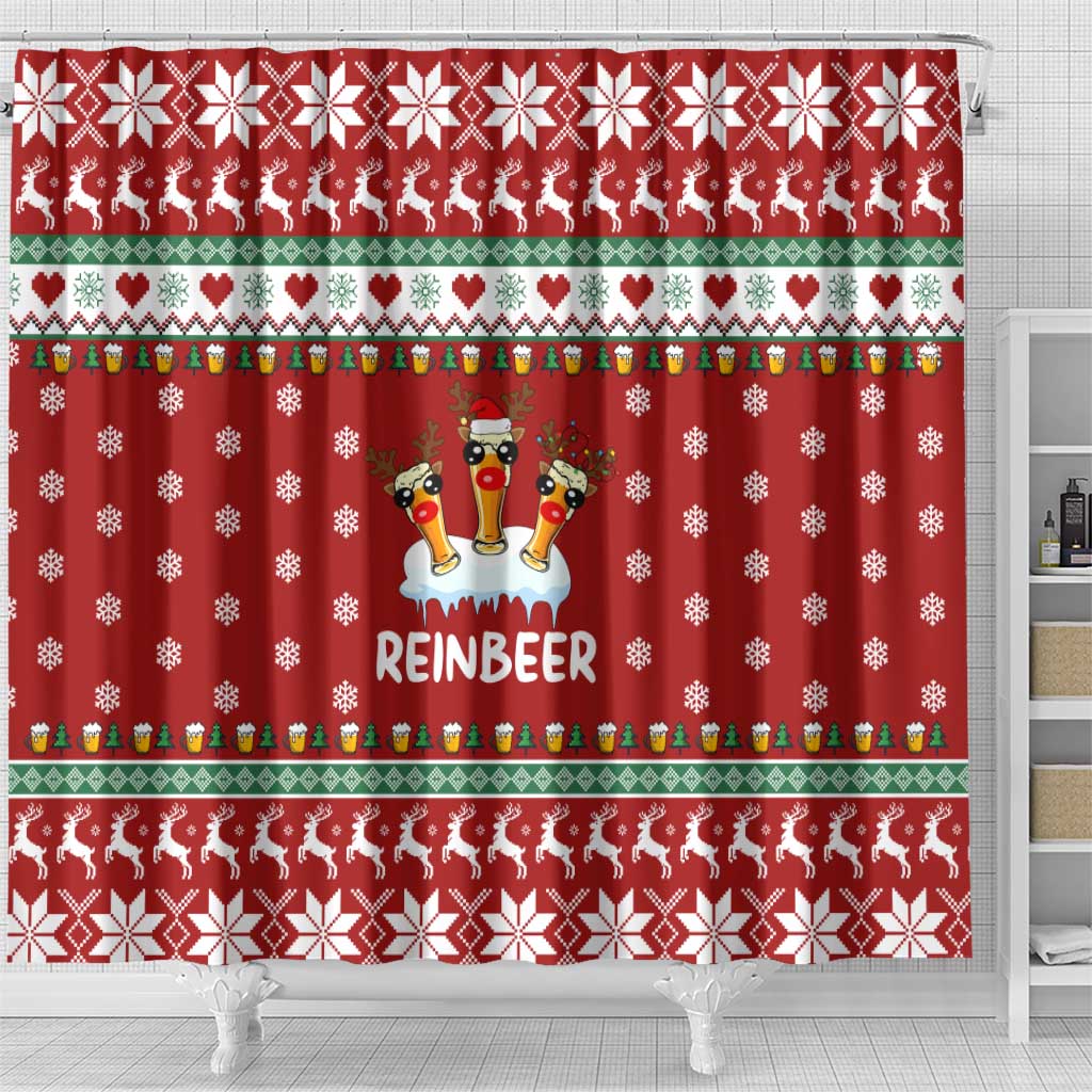 Funny Reindeer Reinbeer Christmas Shower Curtain Xmas Holiday Patterns - Wonder Print Shop