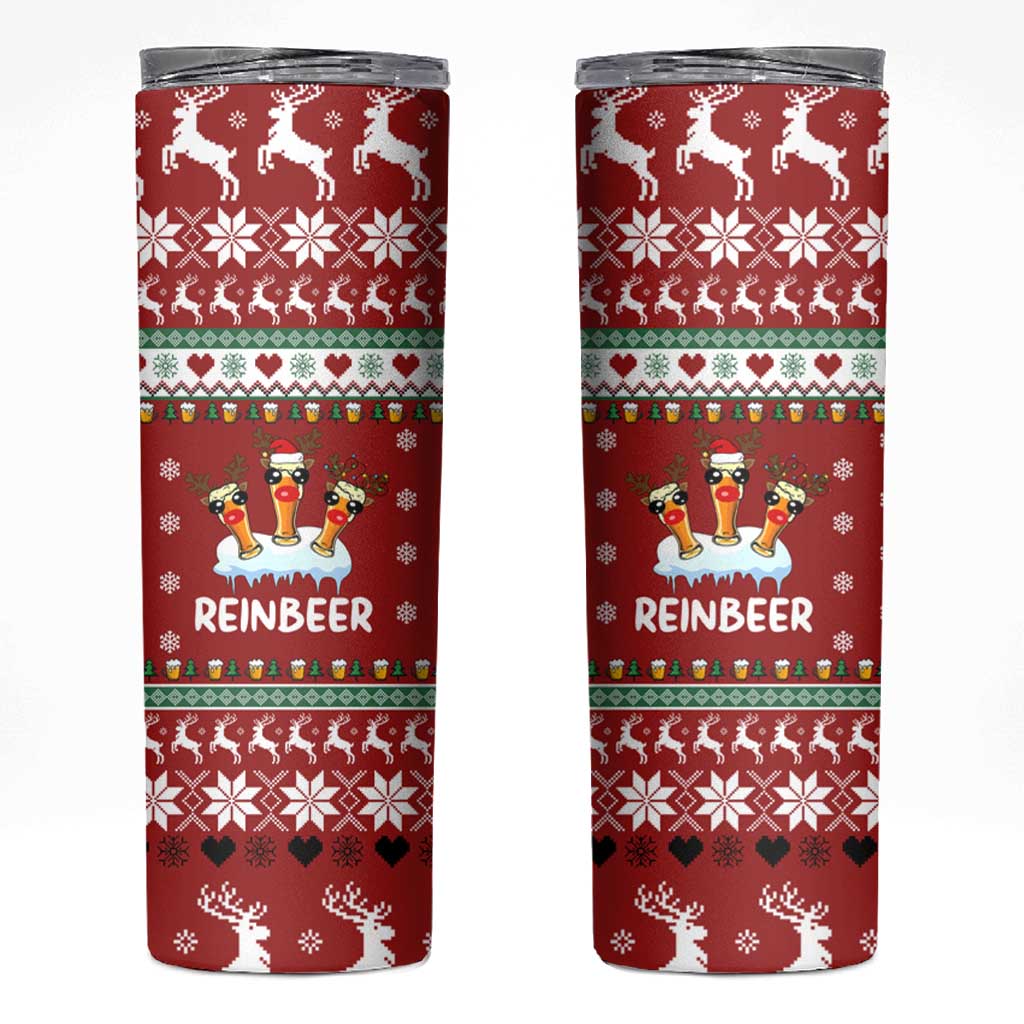 Funny Reindeer Reinbeer Christmas Skinny Tumbler Xmas Holiday Patterns - Wonder Print Shop